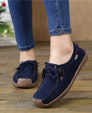 Spring Shoes Women's Real All-Matching Gommino Comfortable Women's Casual Flat Shoes Lace-up Casual Shoes Mom Shoes Wholesale