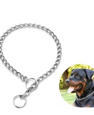 Stainless Steel Dog Choke Collar Metal Chain Slip Pet Training Walking Choker UK