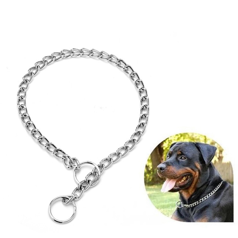 Stainless Steel Dog Choke Collar Metal Chain Slip Pet Training Walking Choker UK