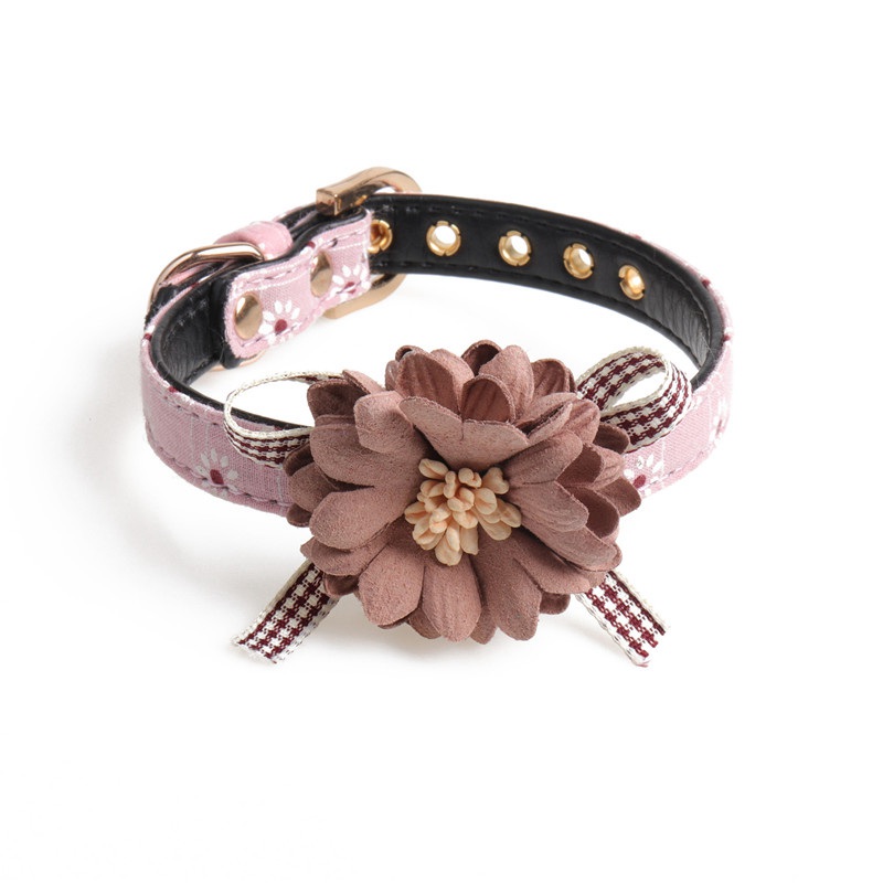 Dog Cat Puppy Collar Adjustable Leather Flower Necklace Bow Tie Neckerchief - 图片 4