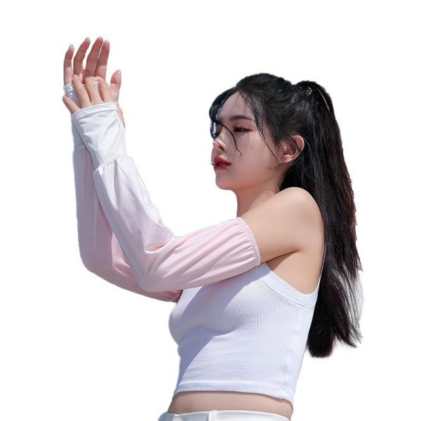 1 Pair Ice Silk Sleeve girls Sunscreen Sleeve Loose UV Protection arm Sleeve Cycling Driving Gradient Women Arm Warmer Sleeve - Image 22