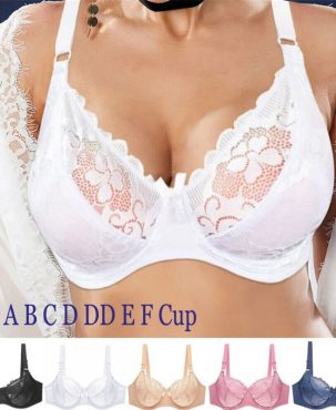 Plus Size Women Bras Lace Sexy Lingerie Perspective Push Up Bra Underwear Lady