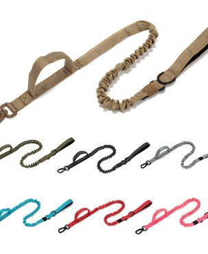 Reflective Hand Holding Rope Double Handle Nylon Tactical Dog Leash Stretch Outdoor Dog Leash