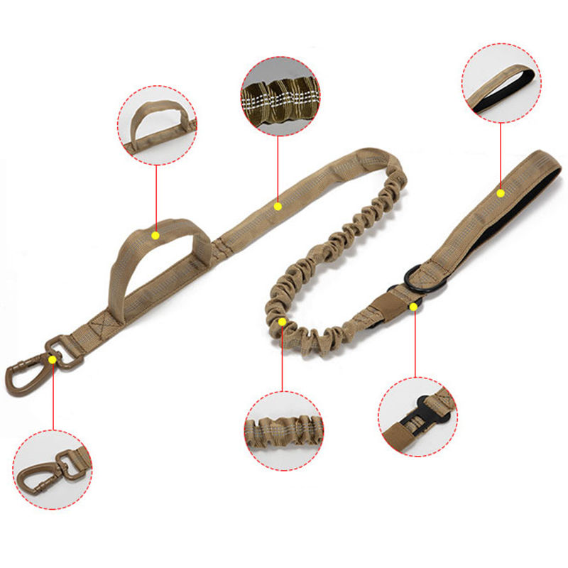 Reflective Hand Holding Rope Double Handle Nylon Tactical Dog Leash Stretch Outdoor Dog Leash - 图片 4