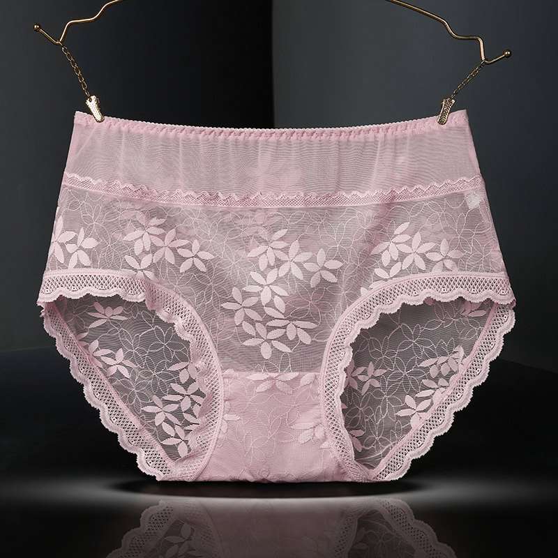 Large Size High Waist Panties for Women Underwear Sexy Lace Transparent Briefs - 图片 3