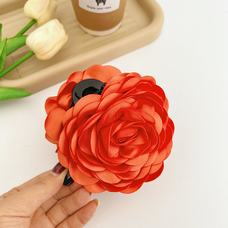 Large Elegant Rose Grip Female Back Head Barrettes Hair Accessories Top Clip - 图片 17