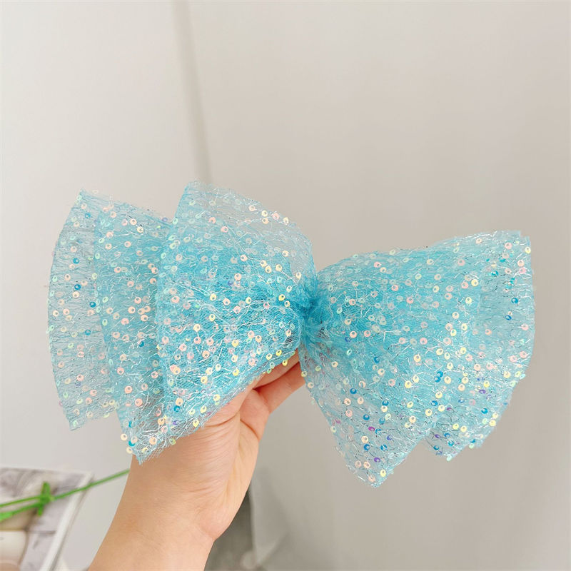 Summer Mesh Bow Barrettes Headdress Head Flower Hairpin Sequined Clip Hair Accessory - Image 9