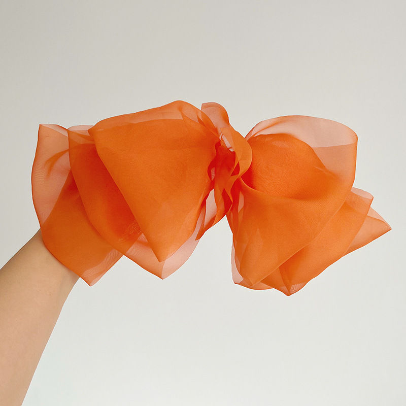 Multi-Layer Tulle Chiffon Large Bow Barrettes Ultra-Thin Pleated Spring Clip Hair Accessories - 图片 17