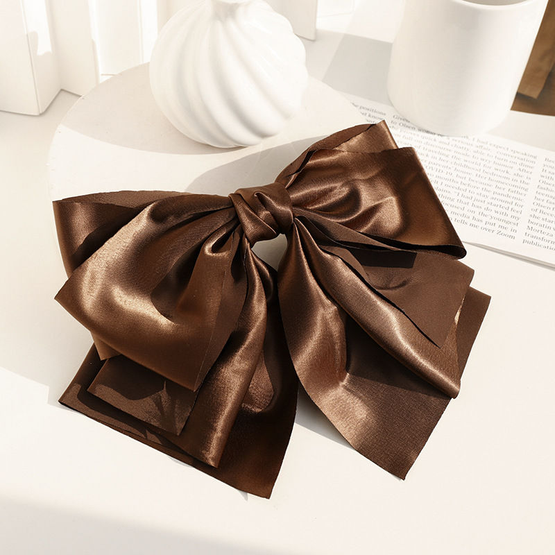 Clip Hair Accessories Women's Head Clip Textured Satin Multilayer Bow Barrettes Headband - 图片 10