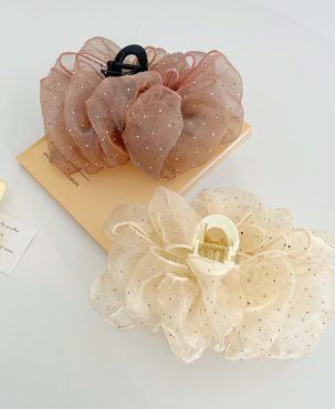 Cloud Bubble Mesh Oversized Bow Claw Clip Female Shark Clip Barrettes Hair Clip Headdress