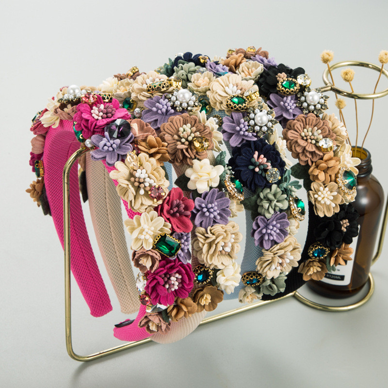 Fashion Baroque Style Flower Pearl Headband Female Hair Accessories Hair Ornaments