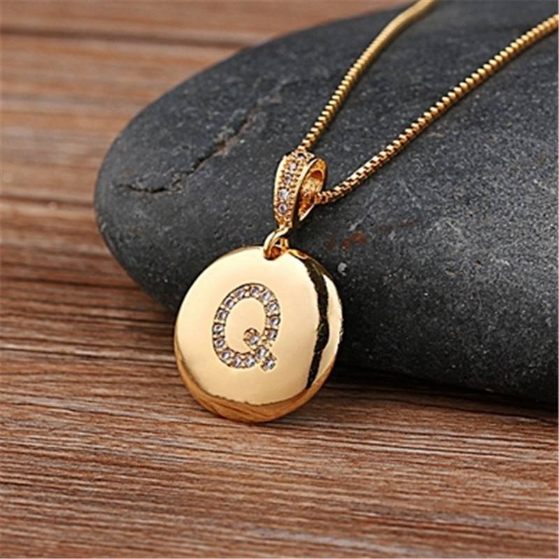 Top Quality Women Girls Initial Letter Necklace Gold 26 Letters Charm Necklaces Pendants Copper CZ Jewelry Personal Necklace - 图片 4