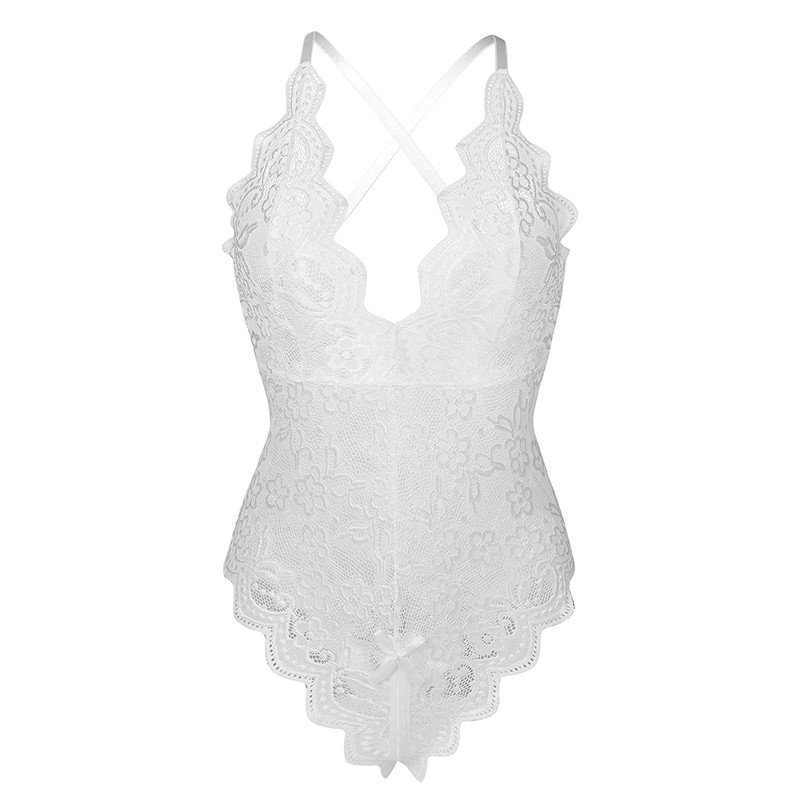 Women Ladies Sexy Lace Lingerie Nightwear Crotchless Babydoll Underwear Bodysuit - Image 3
