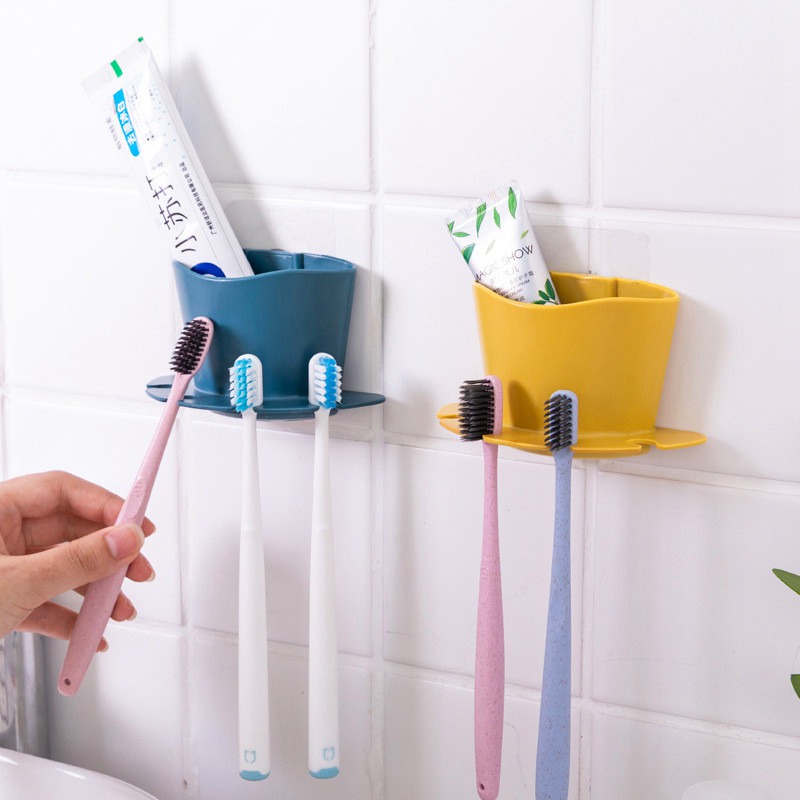 Bathroom Toothbrush Toothpaste Wall Mounted Holder Suction Cup Self-adhesive - Image 3