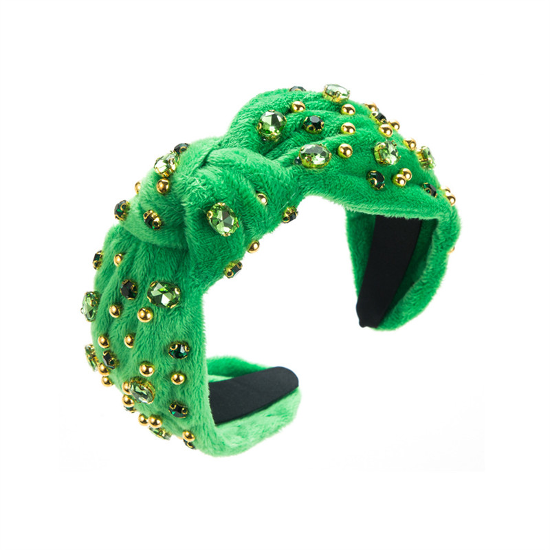 Baroque Wide Brim Hair Band Flannel Fabric Diamond Beaded Headband Hair Accessories