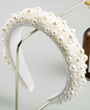 Fashion Pearl Headband Women's Wide-Brimmed Sponge Retro Thickened Baroque