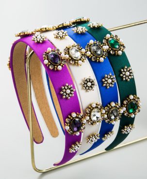 Retro Glass Drill Pearl Headband Female Baroque Thin Edges Headwear Hair Accessory Fashion