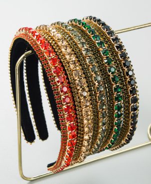Rhinestone Fashion Headband Female Baroque Diamond Gold Velvet Fashion Thin Edges Headdress