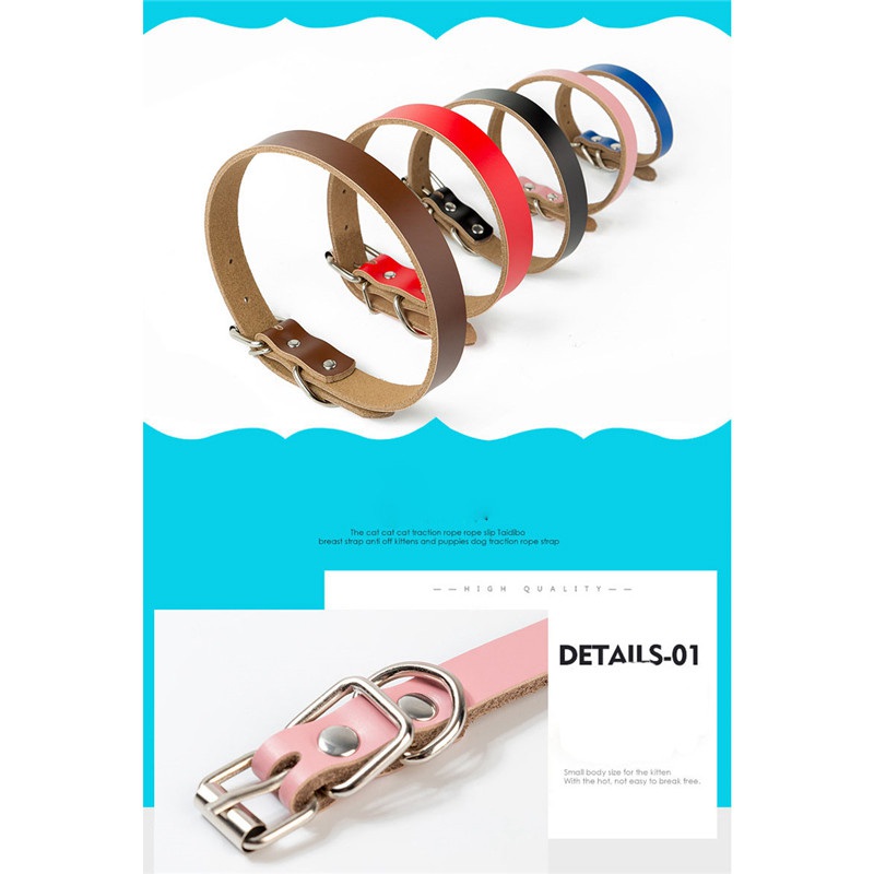 Strong Real Leather Dog collar , Pet Cat Puppy ,Six Coulors, Four Sizes - 图片 5