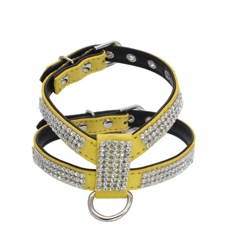 Dog Collar Adjustable Pet Products pet Necklace Dog Harness Leash Quick Release Bling Rhinestone 1 PC PU Leather - Image 7