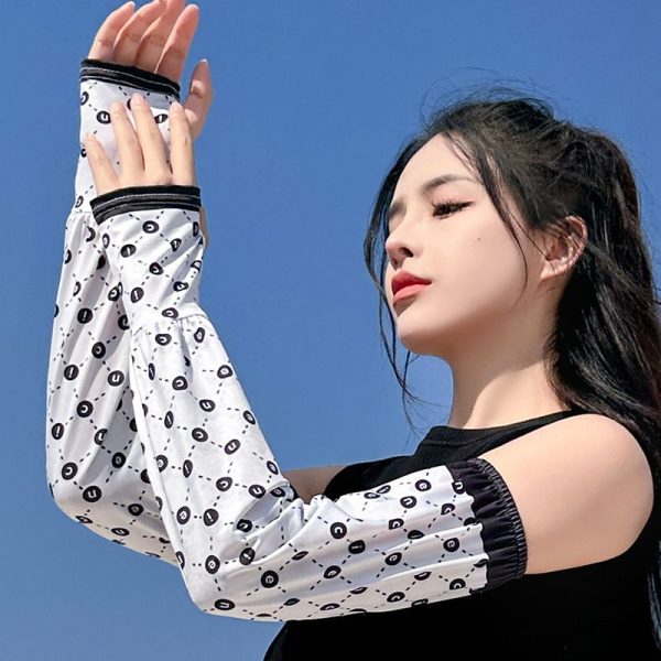 1 Pair Ice Silk Sleeve girls Sunscreen Sleeve Loose UV Protection arm Sleeve Cycling Driving Gradient Women Arm Warmer Sleeve - Image 21