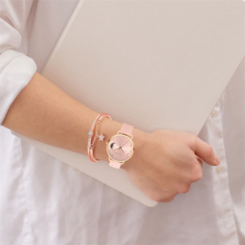 Ladies Womens Watch+Bracelet Fashion Leather Strap Quartz Wristwatch Xmas Gift - 图片 4