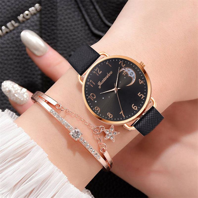 Ladies Womens Watch+Bracelet Fashion Leather Strap Quartz Wristwatch Xmas Gift - 图片 7