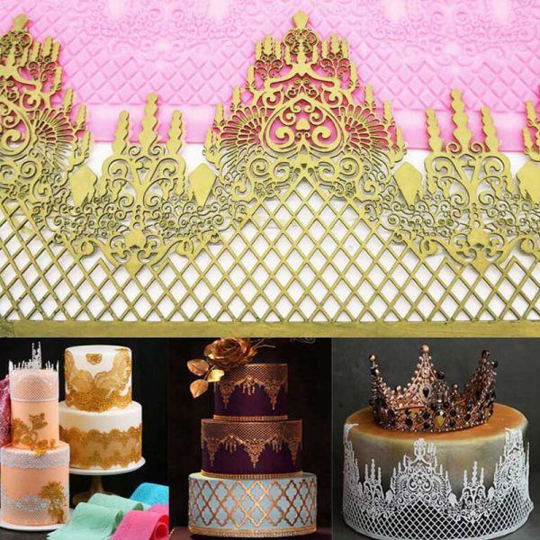 Crown Silicone Fondant Lace Mould Embosser Mat Cake Mold Sugarcraft Decorating - Image 14