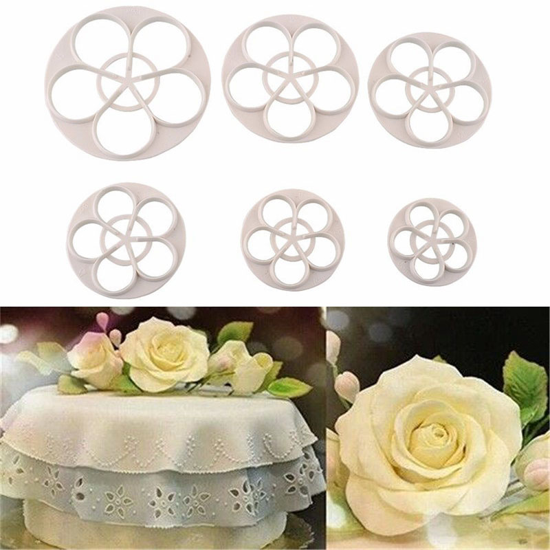 6Pcs Rose Flower Fondant Mould Cutter Cake Decorating Craft Icing Baking Tools - 图片 9