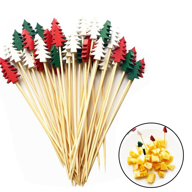 100Pcs Christmas Fruit Picks Dessert Buffet Salad Fork Cake Muffin Vegetable Sticks Cocktail Toothpicks Party Decoration - 图片 14