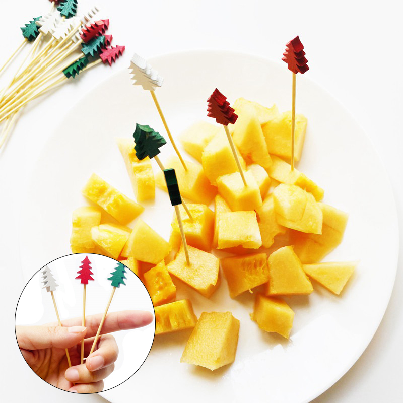 100Pcs Christmas Fruit Picks Dessert Buffet Salad Fork Cake Muffin Vegetable Sticks Cocktail Toothpicks Party Decoration - 图片 11