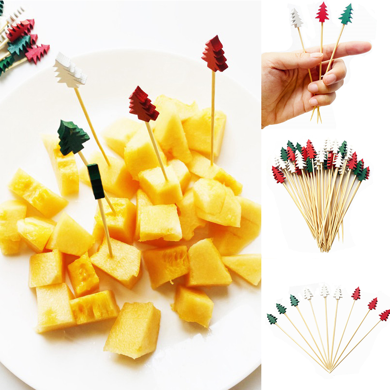 100Pcs Christmas Fruit Picks Dessert Buffet Salad Fork Cake Muffin Vegetable Sticks Cocktail Toothpicks Party Decoration - 图片 17