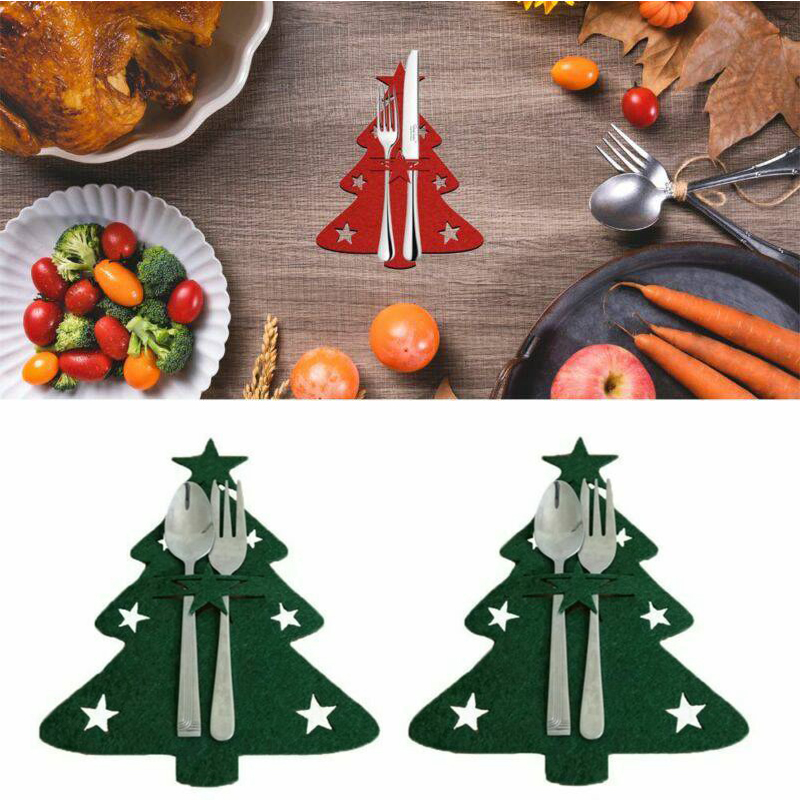4X Christmas Cutlery Silverware Knifes Forks Bag Kitchen Xmas Table Decor - 图片 9