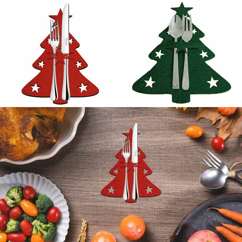 4X Christmas Cutlery Silverware Knifes Forks Bag Kitchen Xmas Table Decor - 图片 12