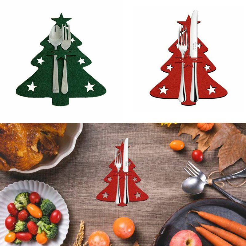 4X Christmas Cutlery Silverware Knifes Forks Bag Kitchen Xmas Table Decor - 图片 11