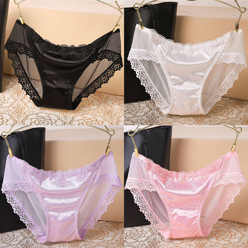 Sexy Women Shiny Satin Lace Knickers Briefs Panties Seamless Underwear Lady - 图片 14