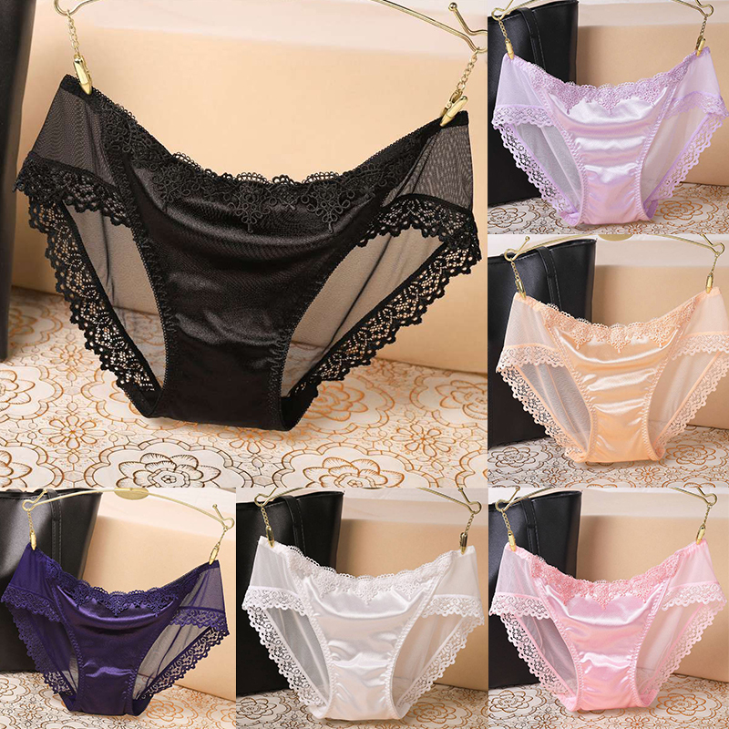 Sexy Women Shiny Satin Lace Knickers Briefs Panties Seamless Underwear Lady - 图片 13