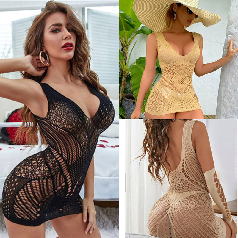 Sexy Womens Hollow Out See-through Bodycon Mini Dress Babydoll Clubwear - Image 18