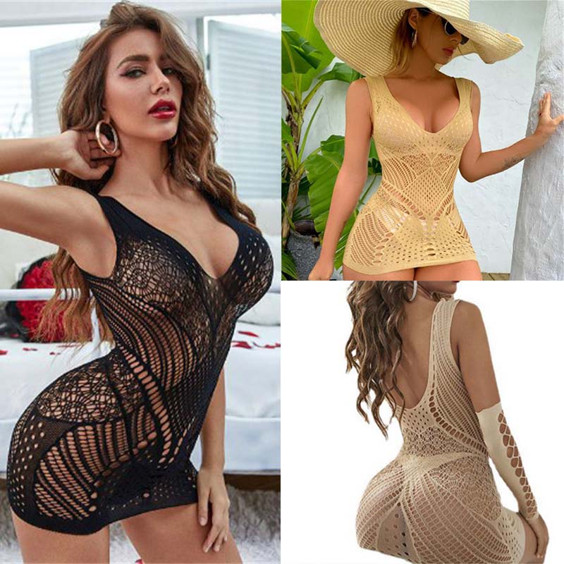Sexy Womens Hollow Out See-through Bodycon Mini Dress Babydoll Clubwear - Image 24