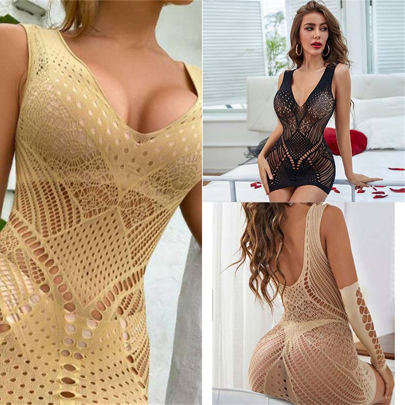 Sexy Womens Hollow Out See-through Bodycon Mini Dress Babydoll Clubwear - Image 25