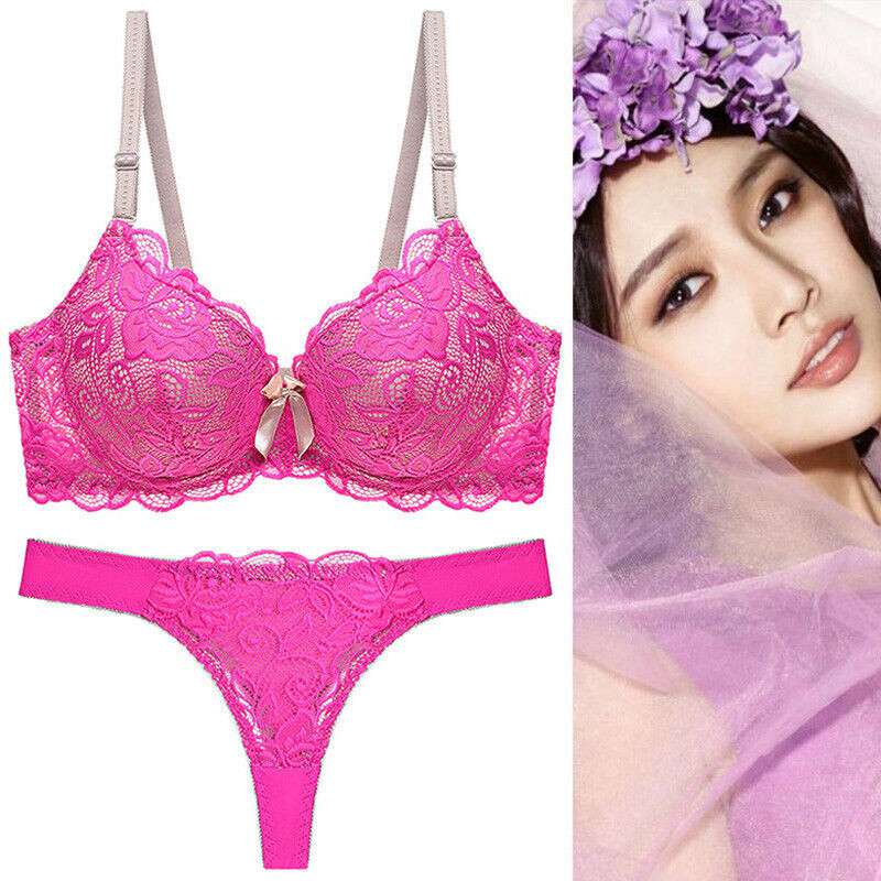 Sexy Women Push Up Bra Set Floral Lace Lingerie Bra & Thong Ladies Underwear BC - 图片 5