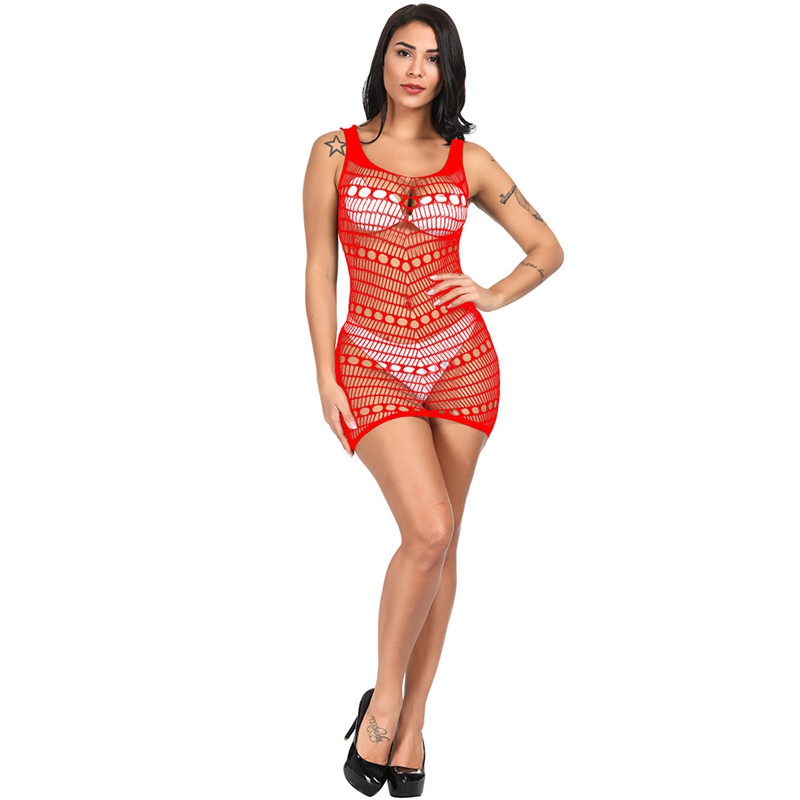Sexy Women Fishnet Hollow Out Mesh See-through Chemise Babydoll Mini Dress Club - Image 5
