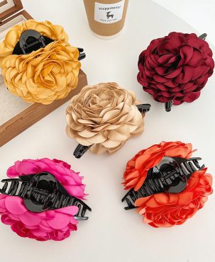 Large Elegant Rose Grip Female Back Head Barrettes Hair Accessories Top Clip