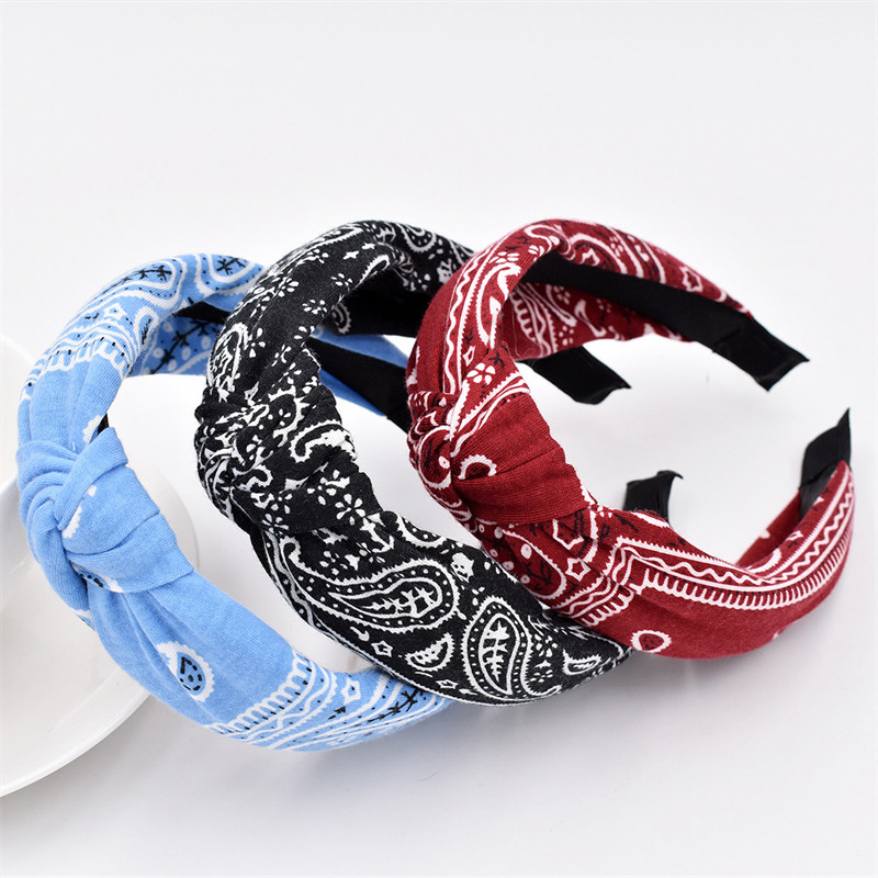 Knitted Retro Baroque Headband National Style Fabric Cross Headband Female Yoga Hair Accessories