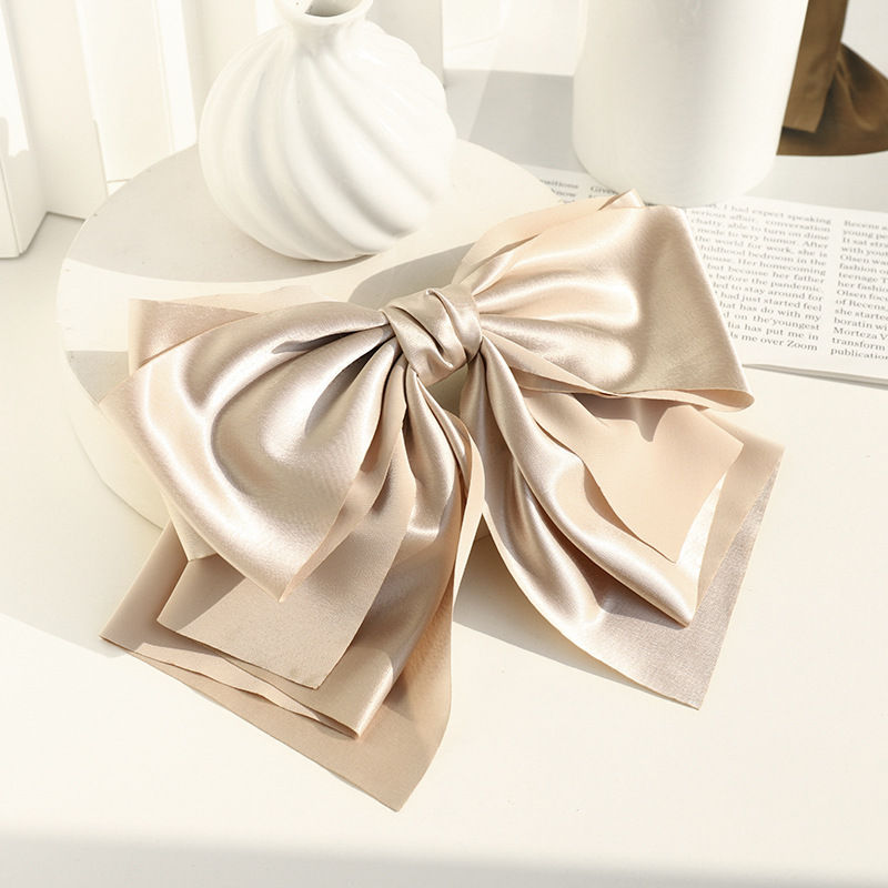 Clip Hair Accessories Women's Head Clip Textured Satin Multilayer Bow Barrettes Headband - 图片 9