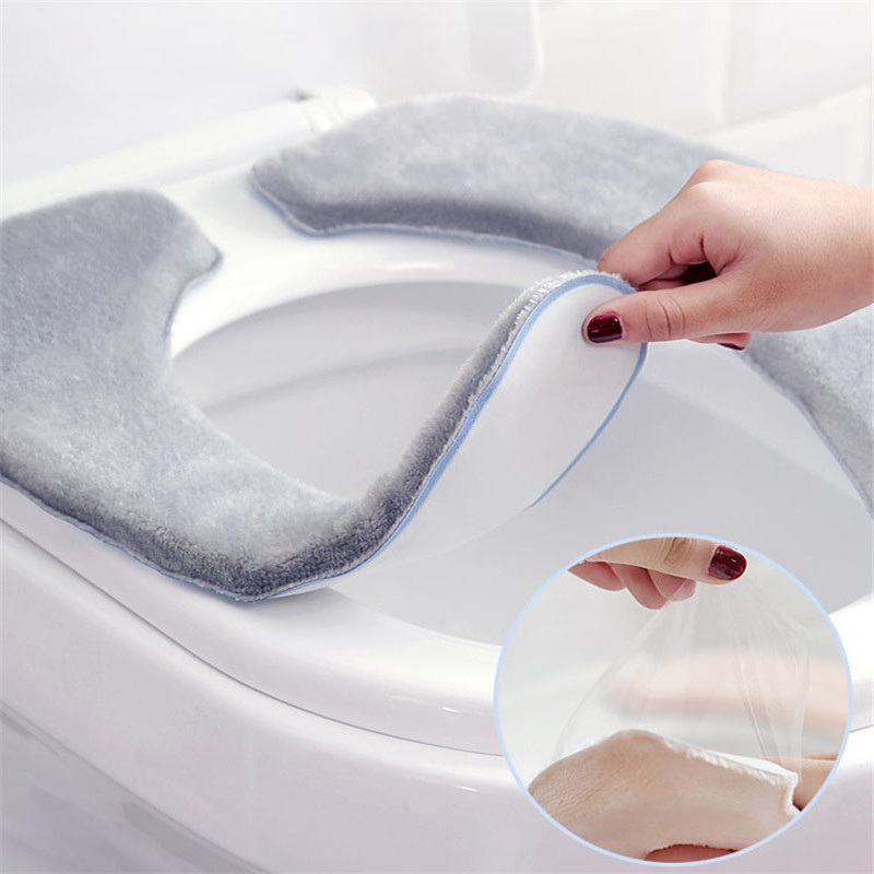 Bathroom Toilet Seat Washable Soft Warmer Mat Cover Pad Cushion Cover Warm - 图片 3