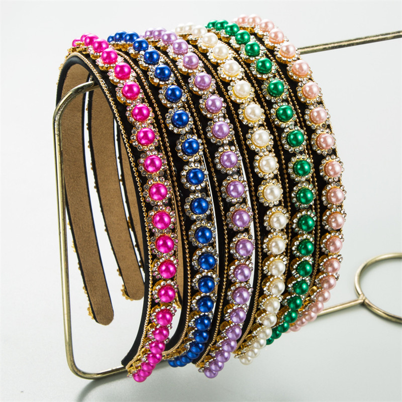 Fashion Thin Edges Baroque Pearl Headband Female Elegance Retro High Sense Dinner Party Hair Accessories
