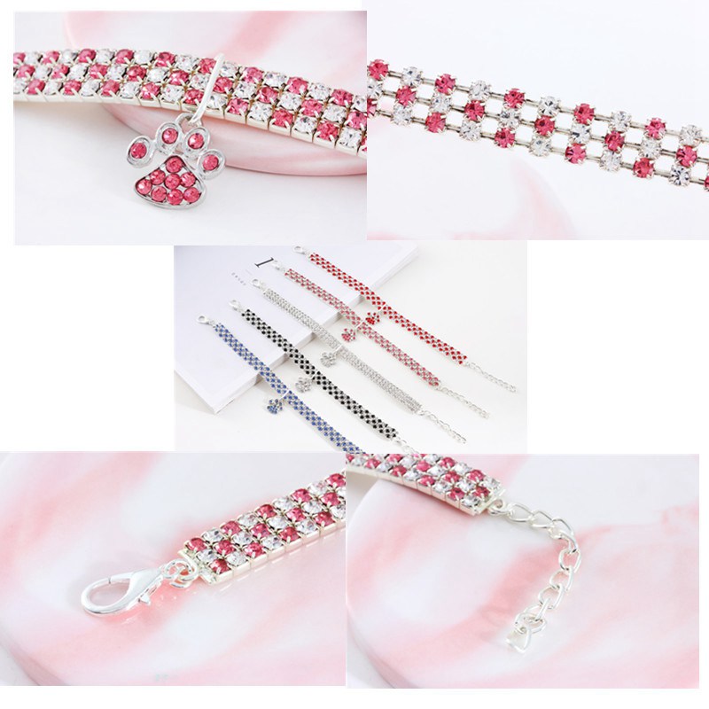 Crystal Diamante Bling Dog Cat Puppy Collar Small Pet Rhinestone Safety Band - Image 11