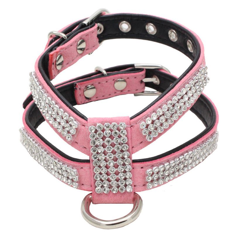 Dog Collar Adjustable Pet Products pet Necklace Dog Harness Leash Quick Release Bling Rhinestone 1 PC PU Leather - Image 8