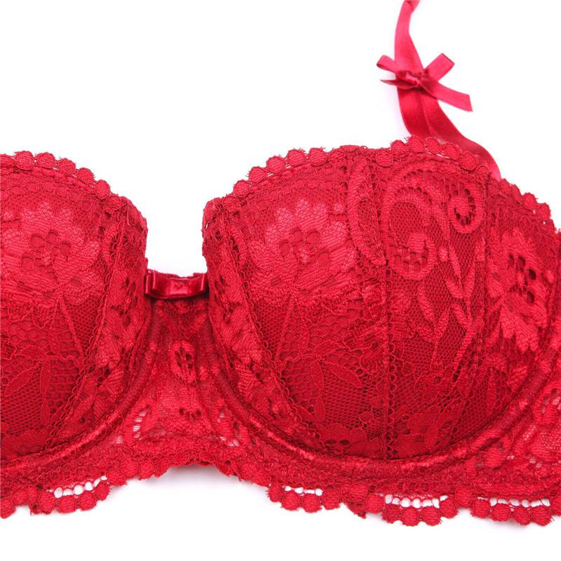 Embroidery Lace Bra Underwire Push Up Sexy Half Cup Brassiere for Women - 图片 5